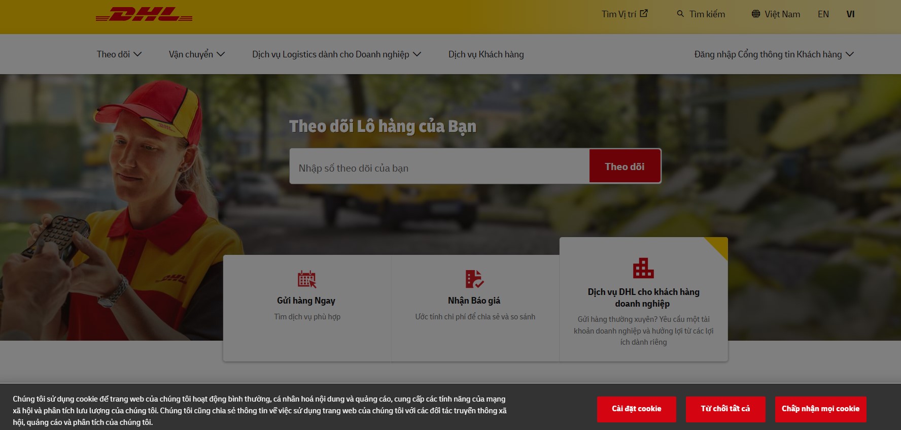 Mẫu website vận chuyển DHL Express