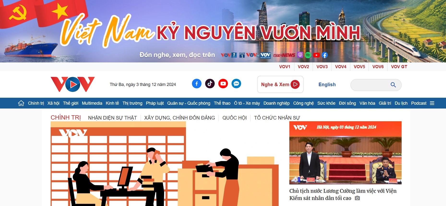 Mẫu website chính trị Vov