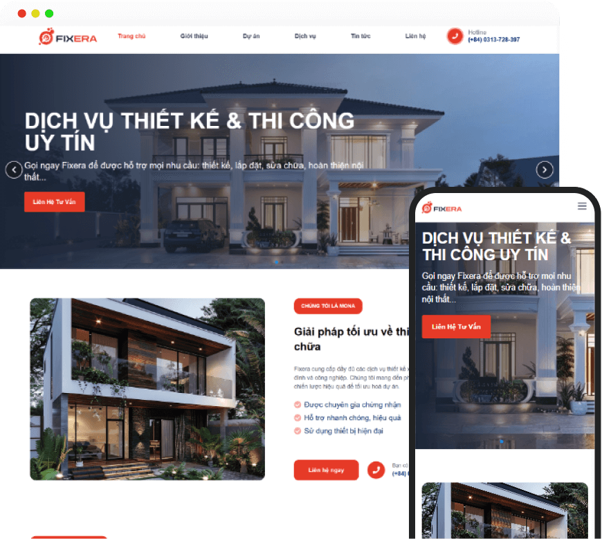 Mẫu website xây dựng chuyên nghiệp, chuẩn SEO