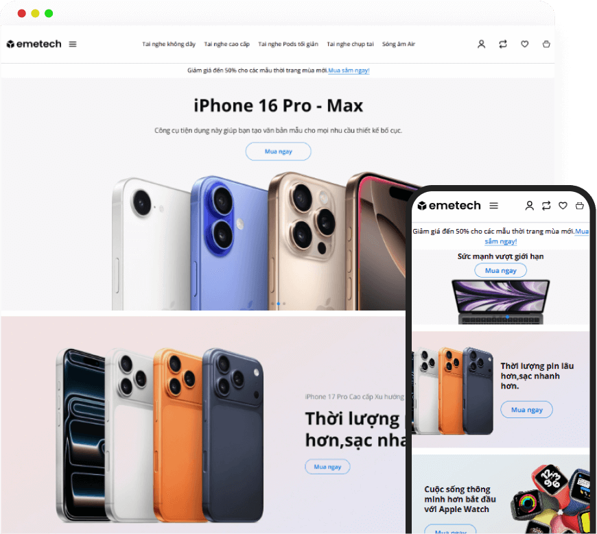 Mẫu website bán điện thoại đẹp, chuyên nghiệp, chuẩn SEO 1 Mẫu website bán điện thoại đẹp, chuyên nghiệp, chuẩn SEO
