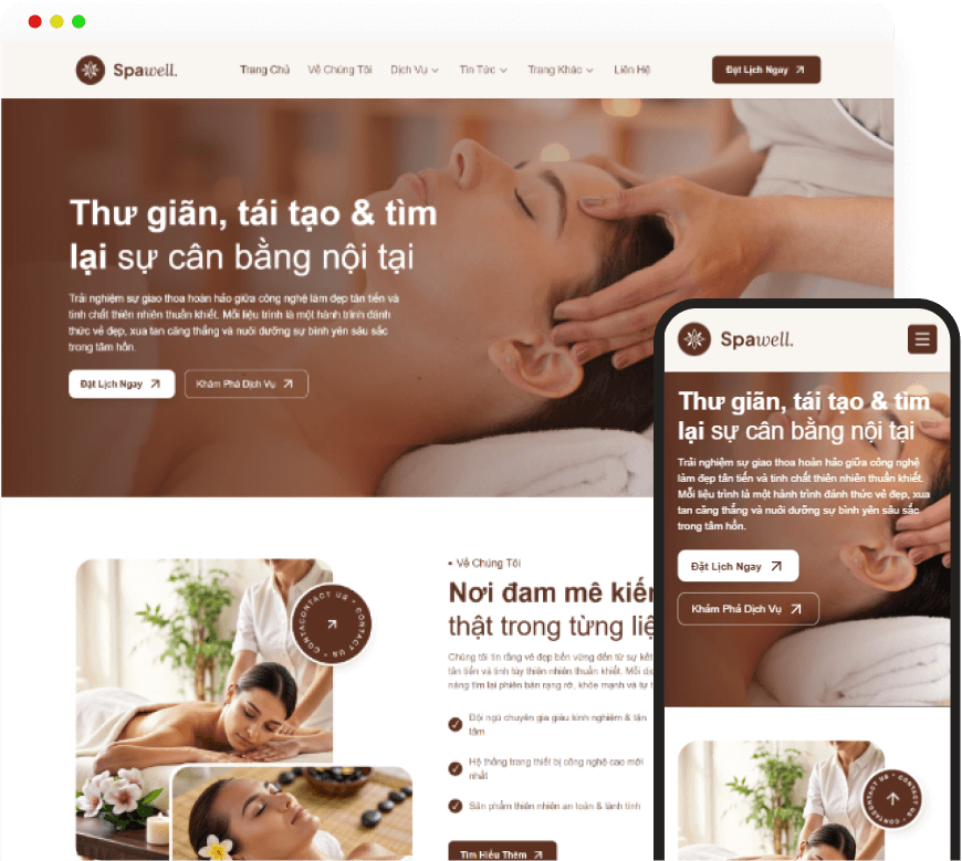 Mẫu website spa đẹp, hiện đại, chuẩn SEO